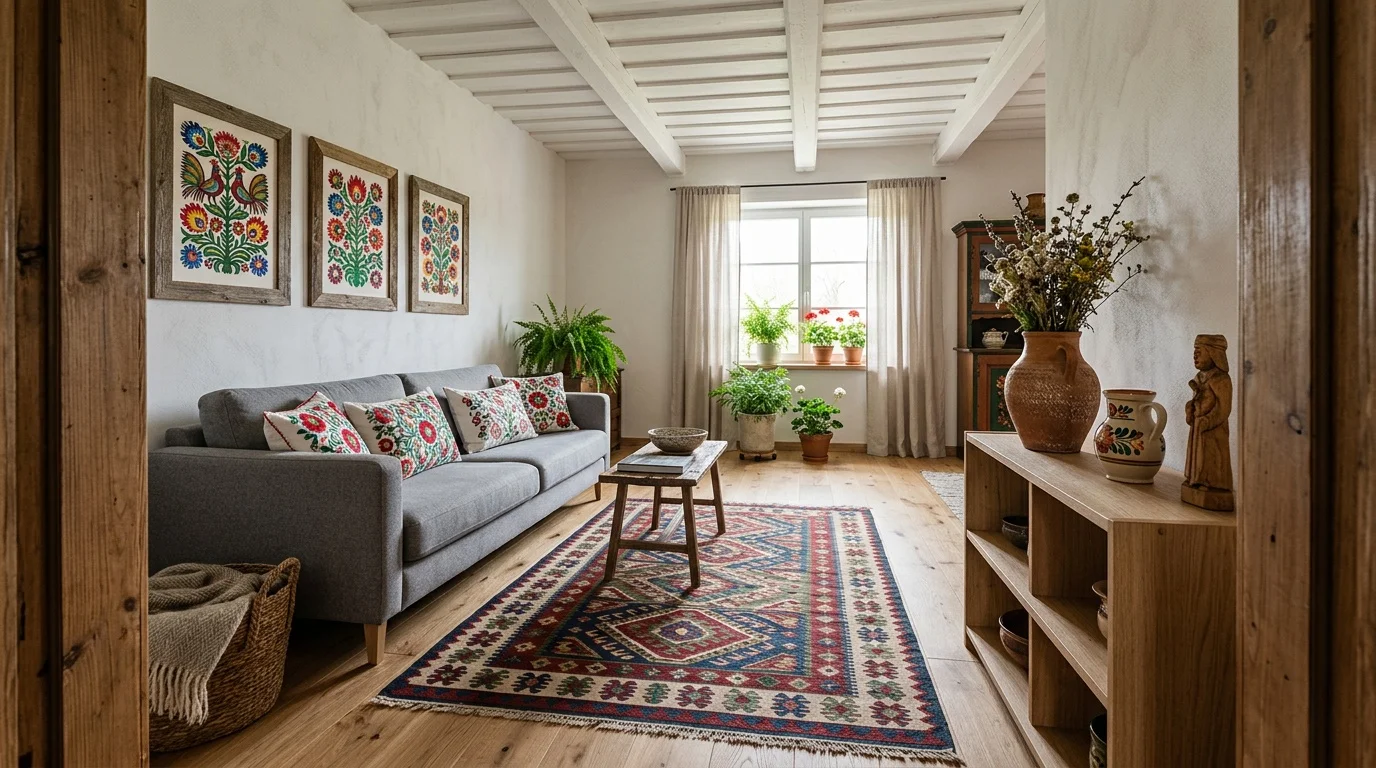 Dom w stylu folk – jak urządzić nowoczesne wnętrze z duszą