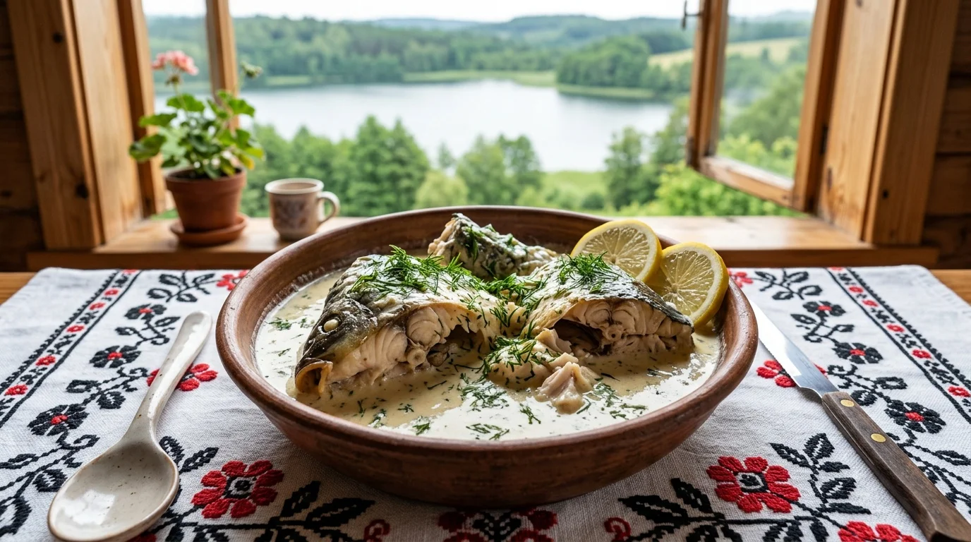 Kaszubski karp w śmietanie z koperkiem - tradycyjna potrawa regionalna Pomorza