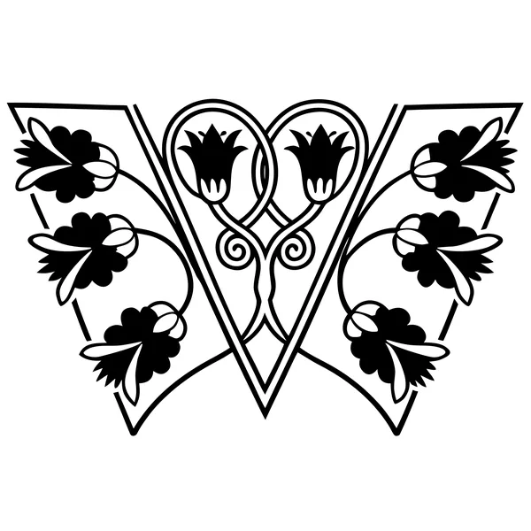 Szablon parzenicy podhalanskiej - sercowaty ornament z tulipanami do odrysowania na drewnie
